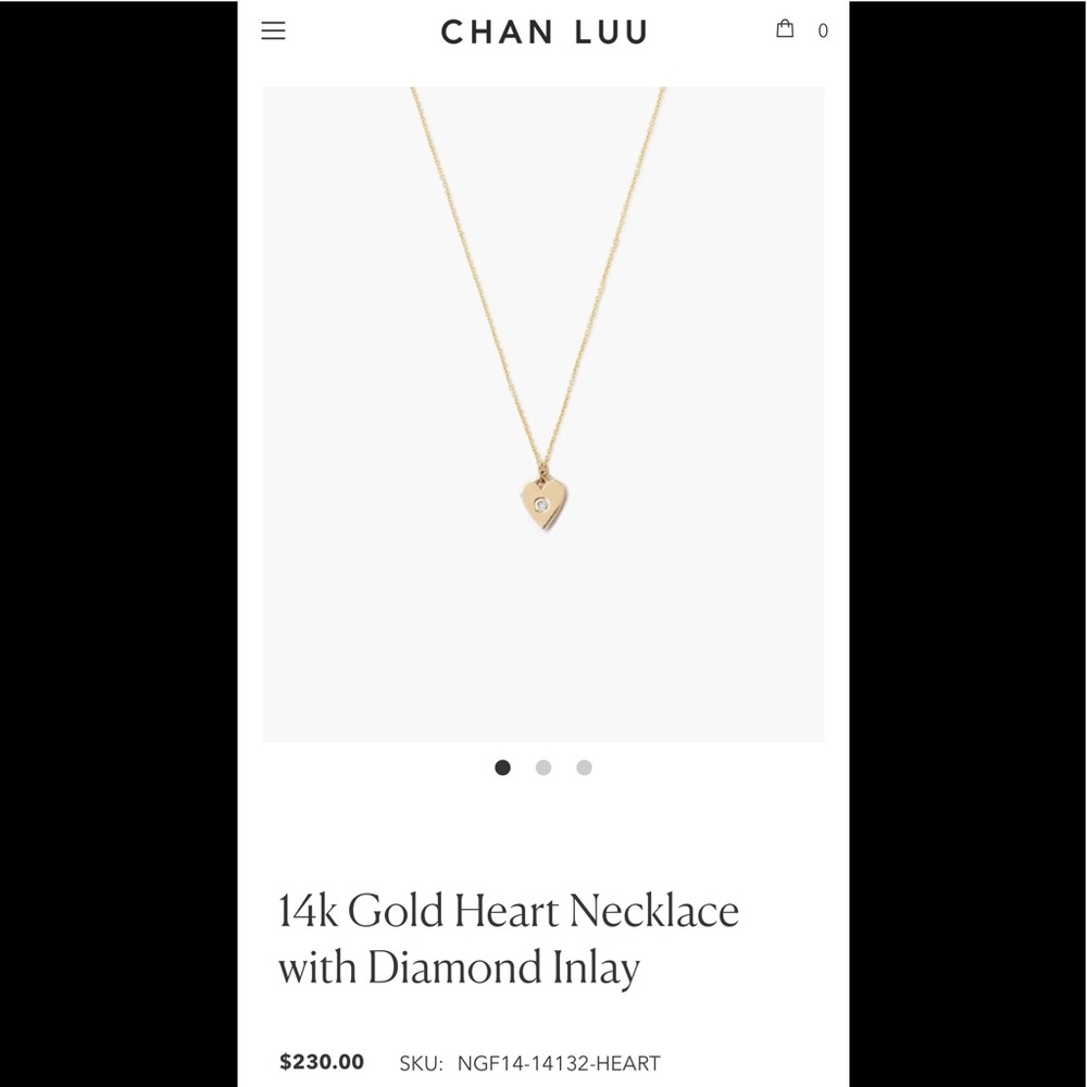 NWOT Chan Luu gold heart necklace with diamond